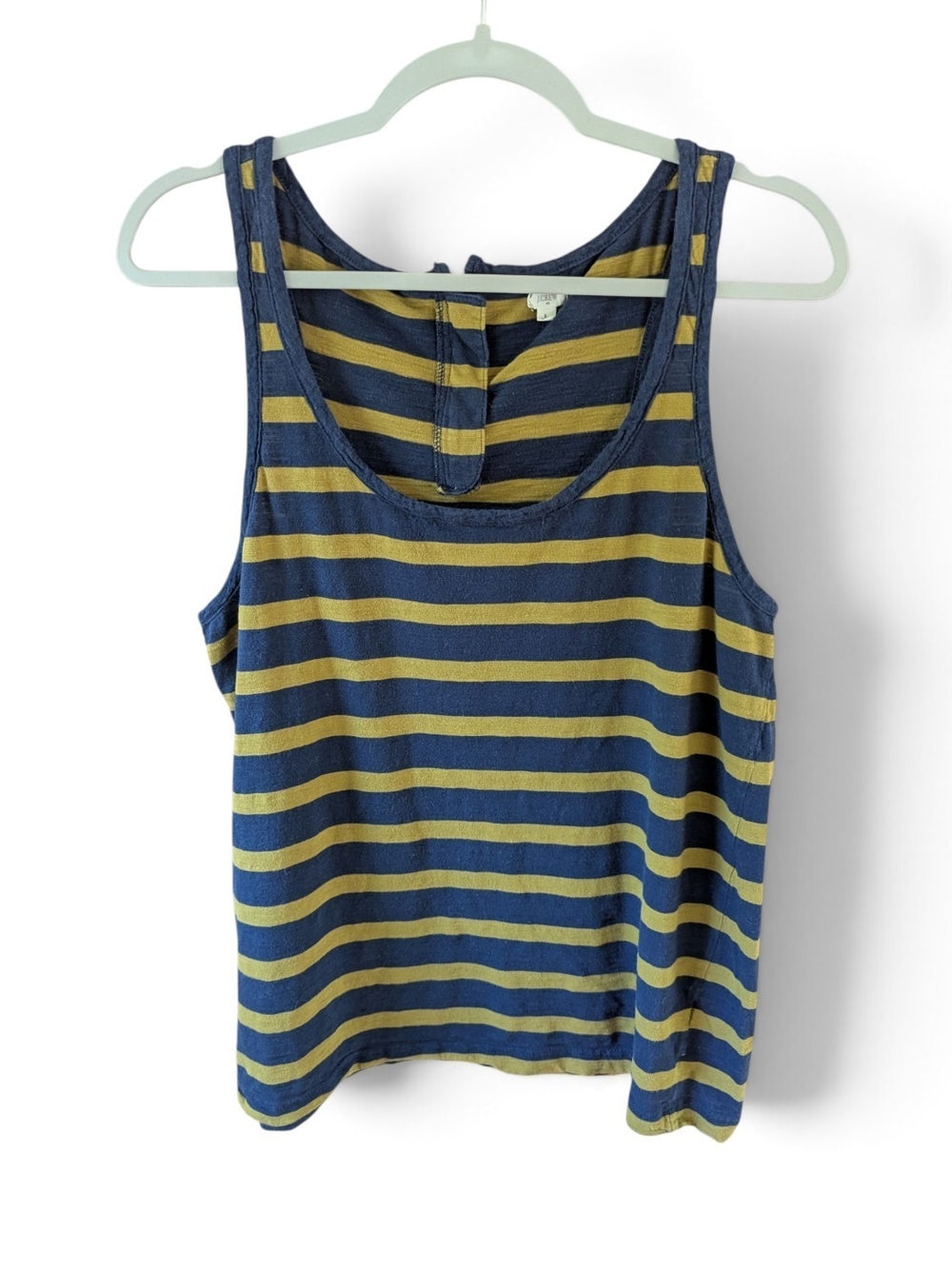 J.Crew Blue & Olive Green Striped Back-Zip Tank Top